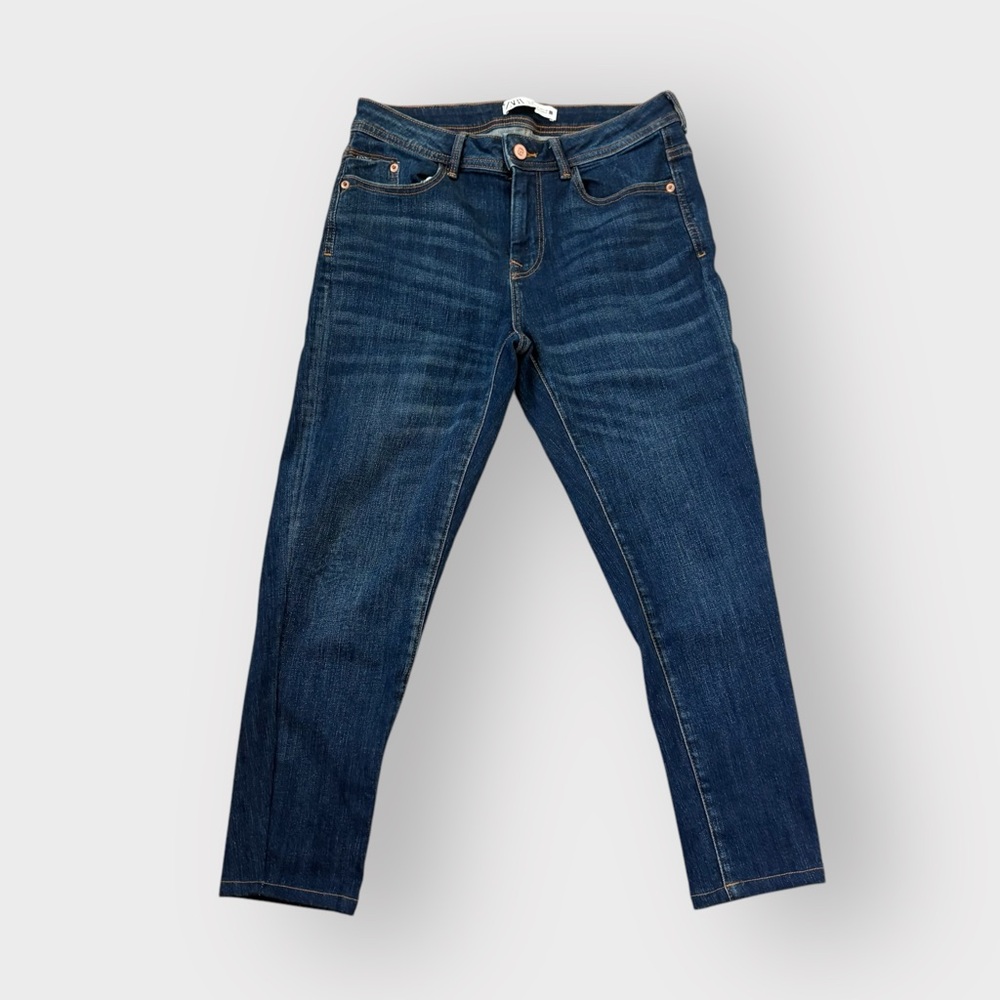 Zara Denim Ankle Cropped Skinny Jeans - Cotton 5-Pocket, Size 6